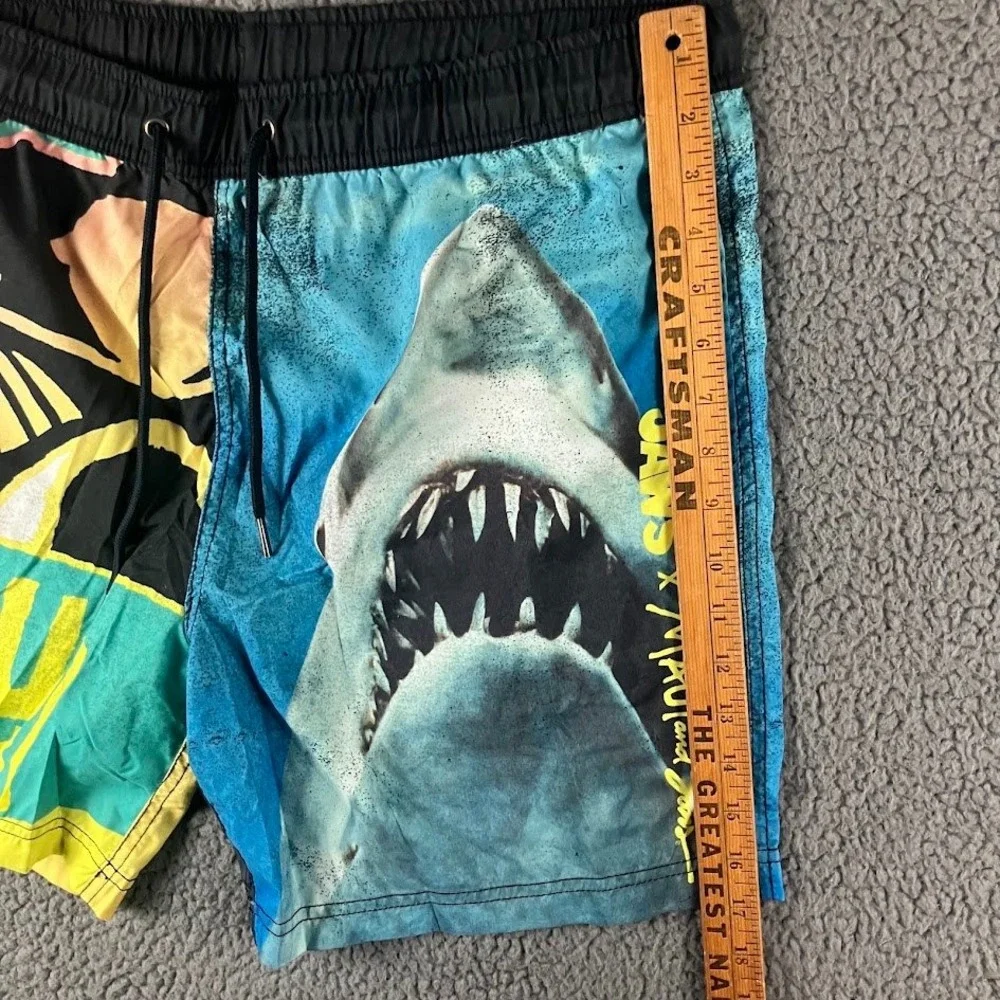 Maui and Sons x JAWS Mens XL Shark Retro Neon Swim Trunks Board Shorts